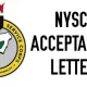 NYSC Acceptance Letter Sample